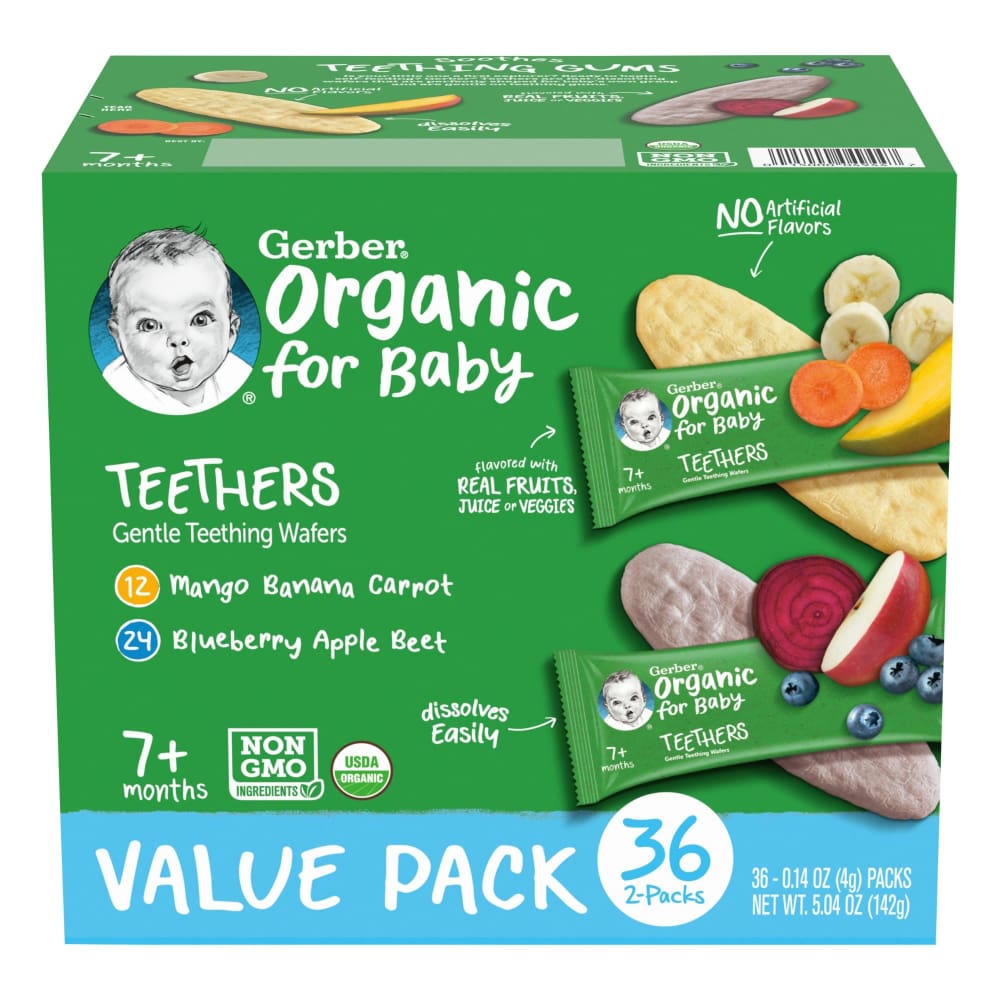 Gerber Gerber Organic Gentle Teething Wafers Variety Pack 36 pk. - Home/Baby & Kids/Baby Food & Formula/Baby Food/ - Gerber