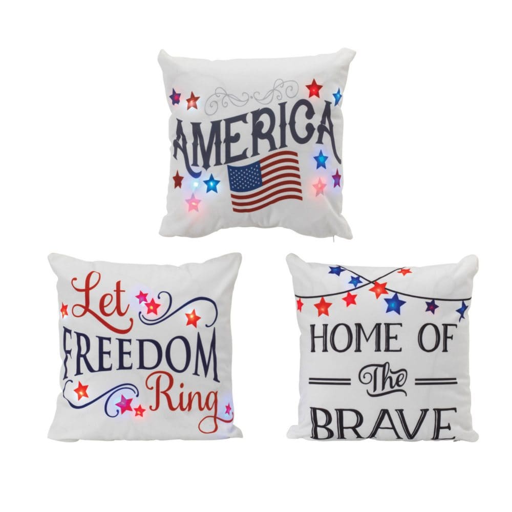 GIL S/3 16-in L Battery Operated Americana Throw Pillows - Seasonal Decorative Accents - GIL