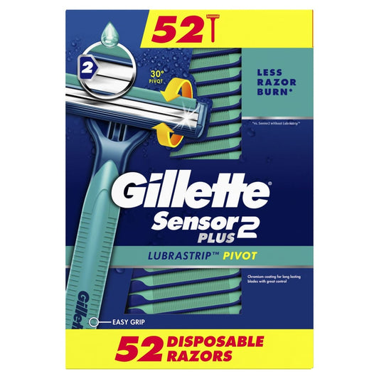 Gillette Sensor2 Plus Pivoting Head and Lubrastrip Men’s Disposable Razors 52 ct. - Gillette