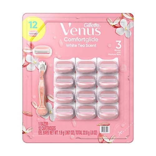 Gillette Venus ComfortGlide White Tea Women’s Razor Handle with 12 Blade Refills - Home/Personal Care/Shave & Grooming/Razors/ - Venus