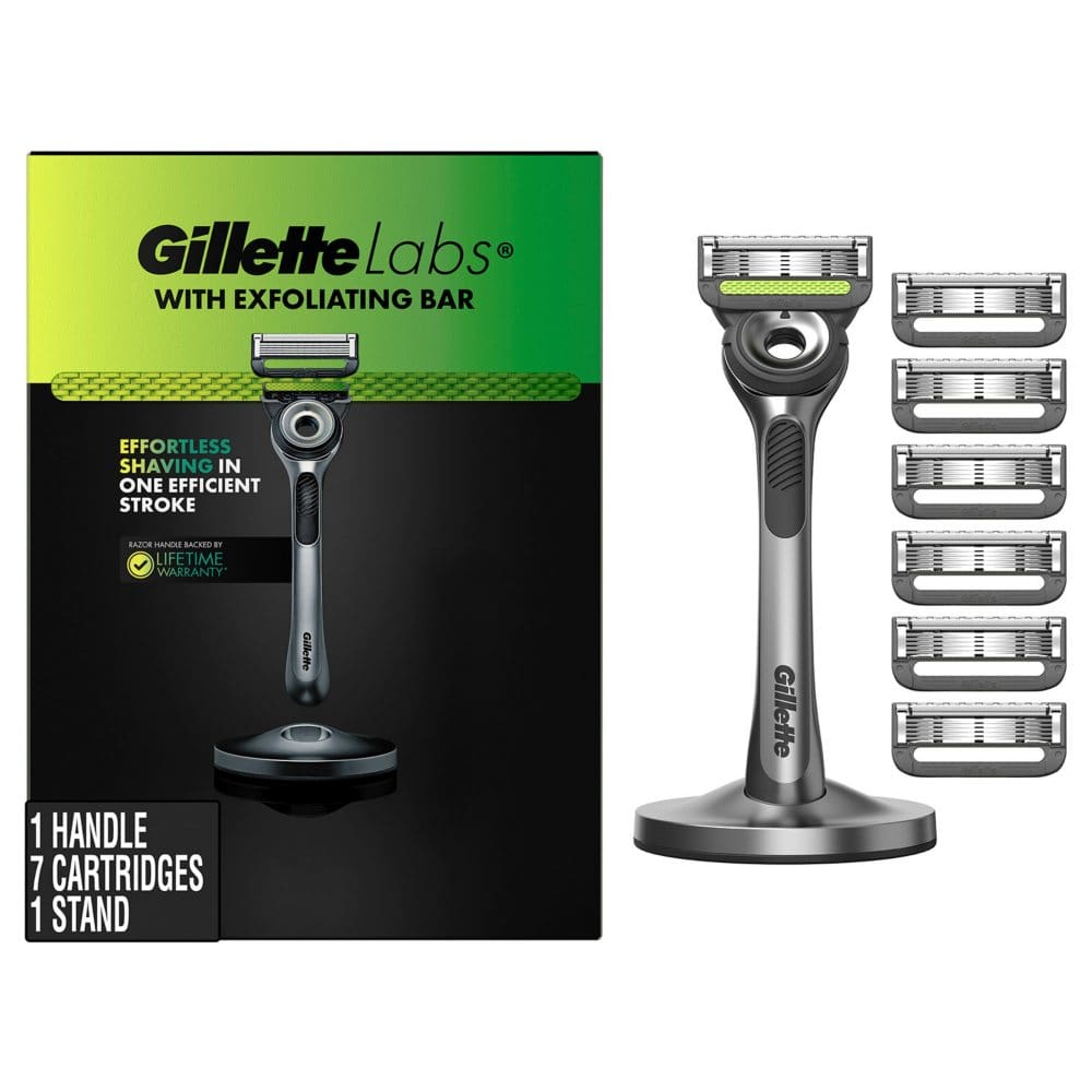 GilletteLabs Men’s Razor with Exfoliating Bar (1 Handle 7 Refills 1 Premium Magnetic Stand) - Fabulous finds to keep you glowing -