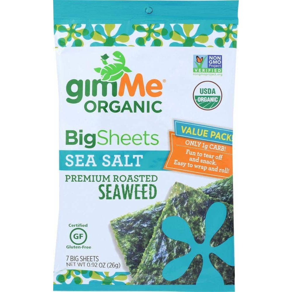 Gimme Snacks Gimme Organic Roasted Seaweed Full Sheets Sea Salt, 0.92 oz