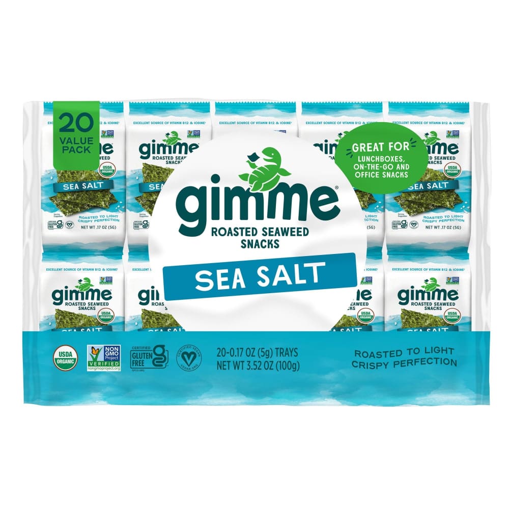 Gimme Organic Roasted Seaweed Snacks 20 pk./0.17 oz. - Home/Grocery Household & Pet/Canned & Packaged Food/Snacks/Salty Snacks/ - Gimme