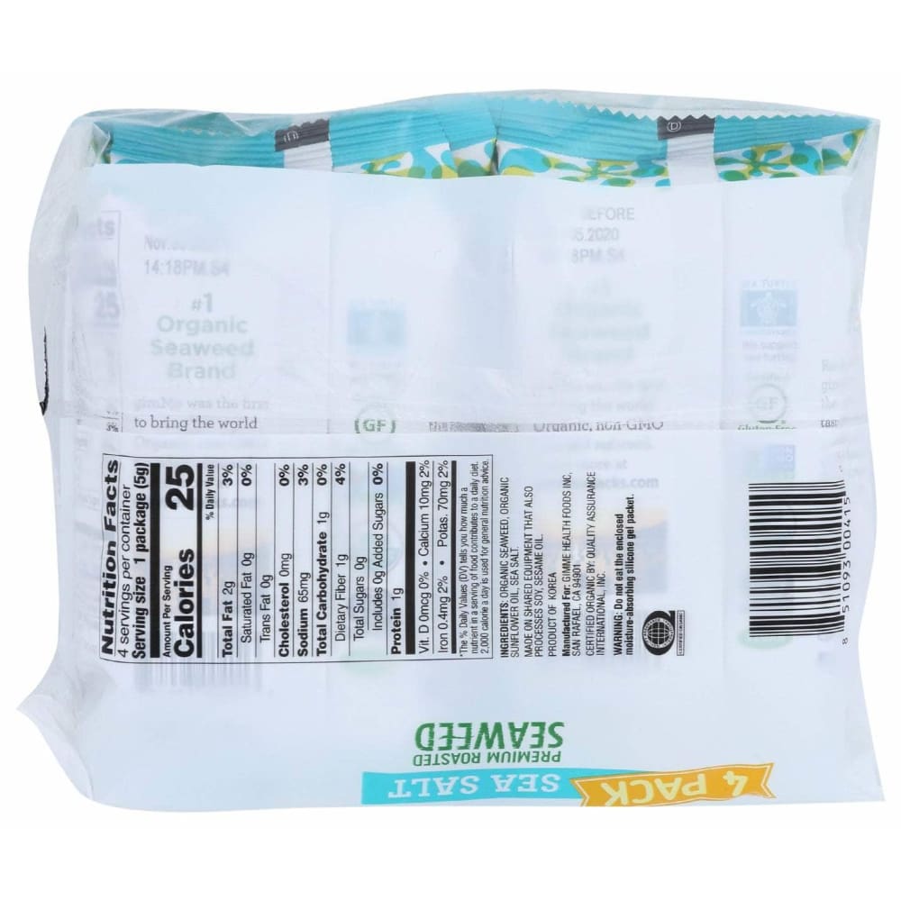 GIMME Gimme Premium Organic Seaweed Sea Salt 4Pack, 0.7 Oz