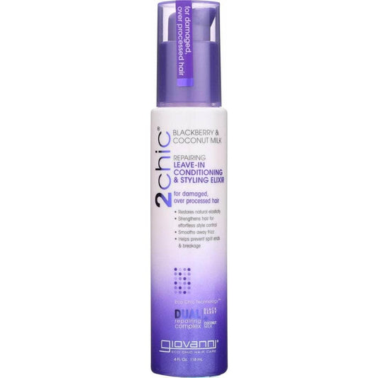 GIOVANNI Giovanni Cosmetic Conditioning & Styling Elixir Leave-In Ultra-Repair Blackberry & Coconut Milk, 4 Oz
