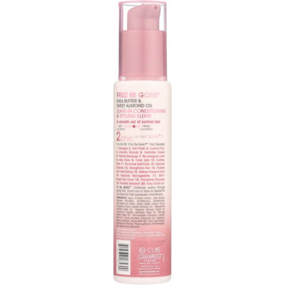 GIOVANNI Giovanni Cosmetics 2Chic Frizz Be Gone Leave-In Conditioner & Styling Elixir Shea Butter & Sweet Almond Oil, 4 Oz