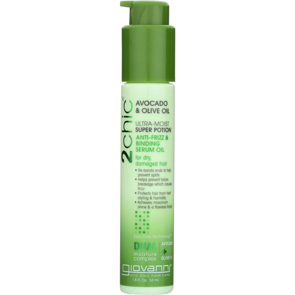 Giovanni Cosmetics 2Chic Ultra-Moist Super Potion Anti-Frizz Binding Serum Avocado & Olive Oil 1.8 Oz (Case of 2) - GIOVANNI