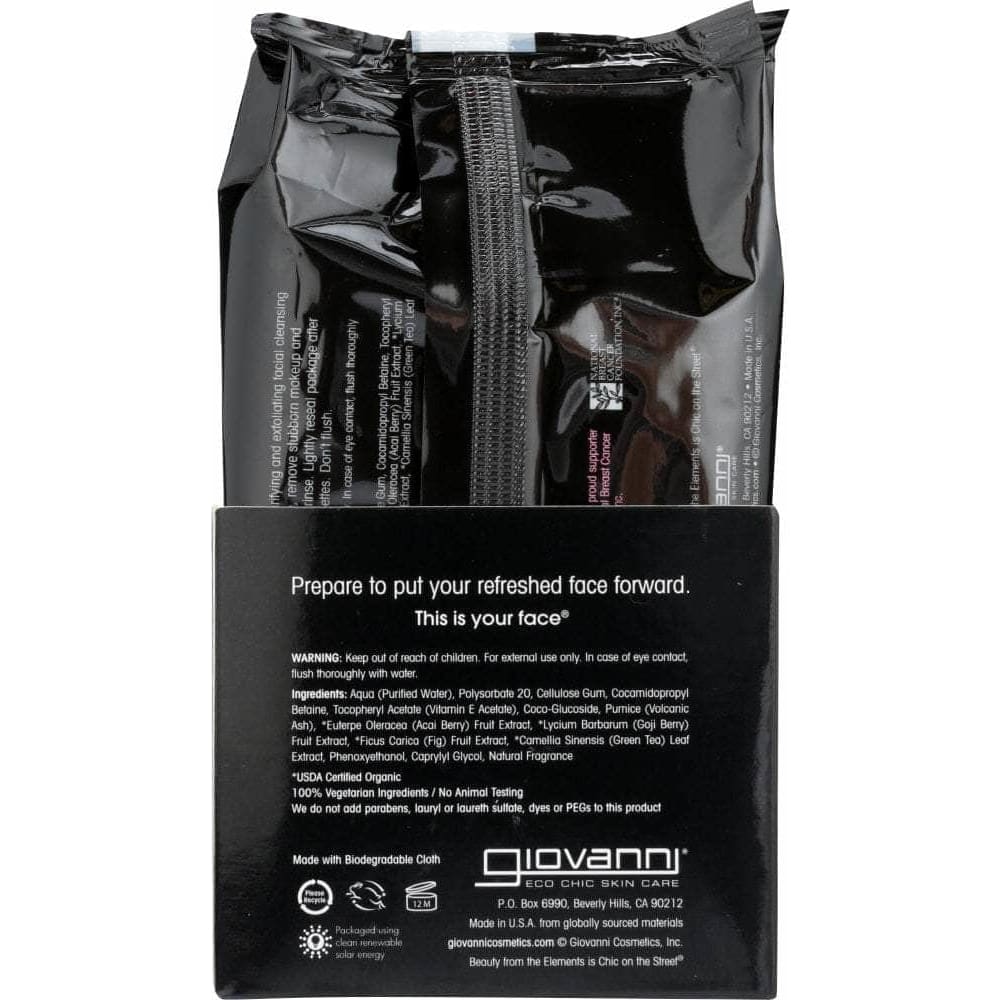 GIOVANNI Giovanni Facial Cleansing Towelettes Purifying And Exfoliating, 30 Count