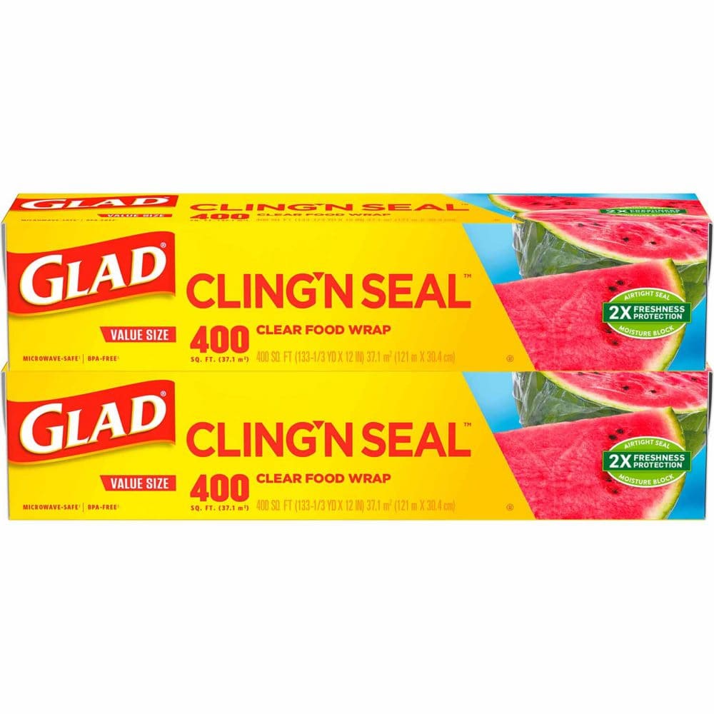 Glad Cling ‚¬˜N Seal Clear Plastic Food Wrap (400 sq. ft./roll 2 rolls) - Paper & Plastic - Glad