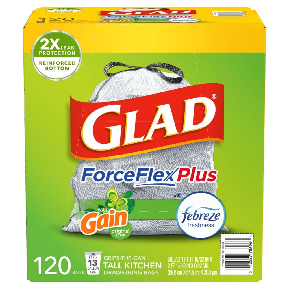 Glad ForceFlex Tall Kitchen Bags with Gain Odorshield 120 ct./13 gal. - Glad