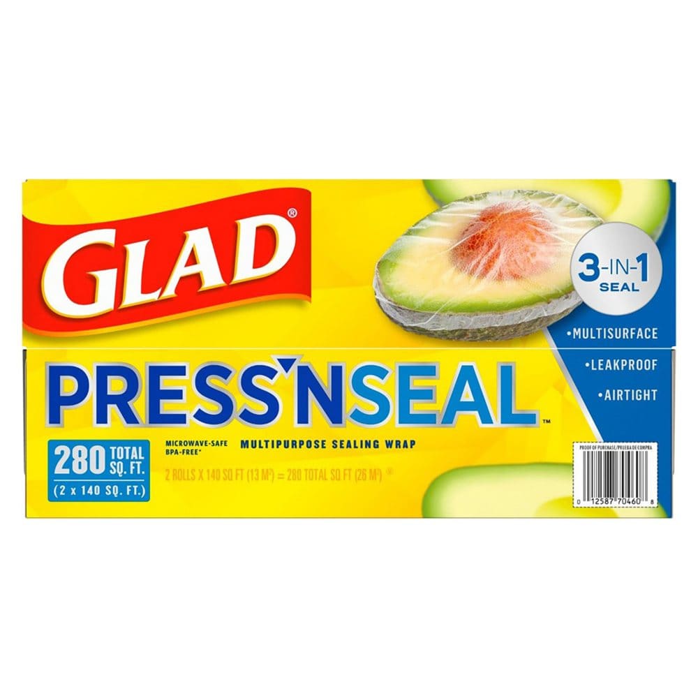 Glad Press’n Seal Plastic Food Wrap (140 sq. ft./roll 2 rolls) - Paper & Plastic - Glad Press’n