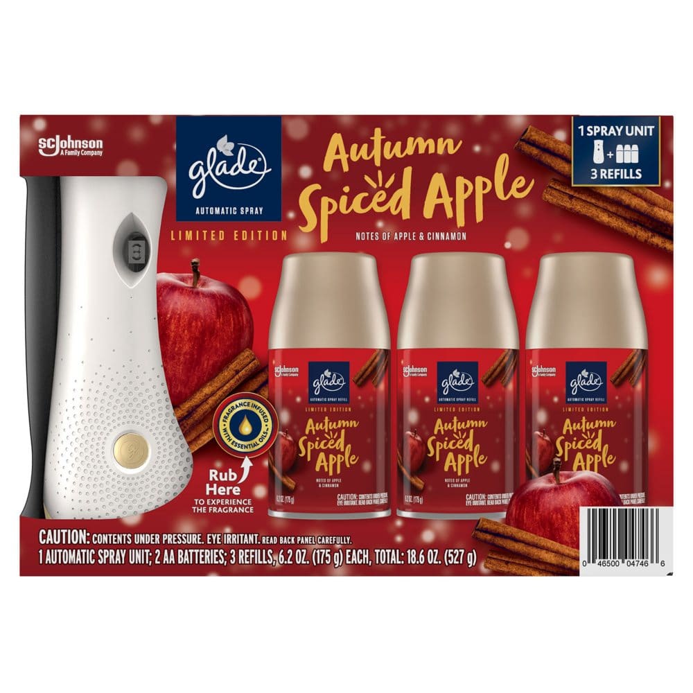 Glade Automatic Spray Air Freshener 1 Holder + 3 Refills Autumn Spiced Apple - Air Fresheners - ShelHealth