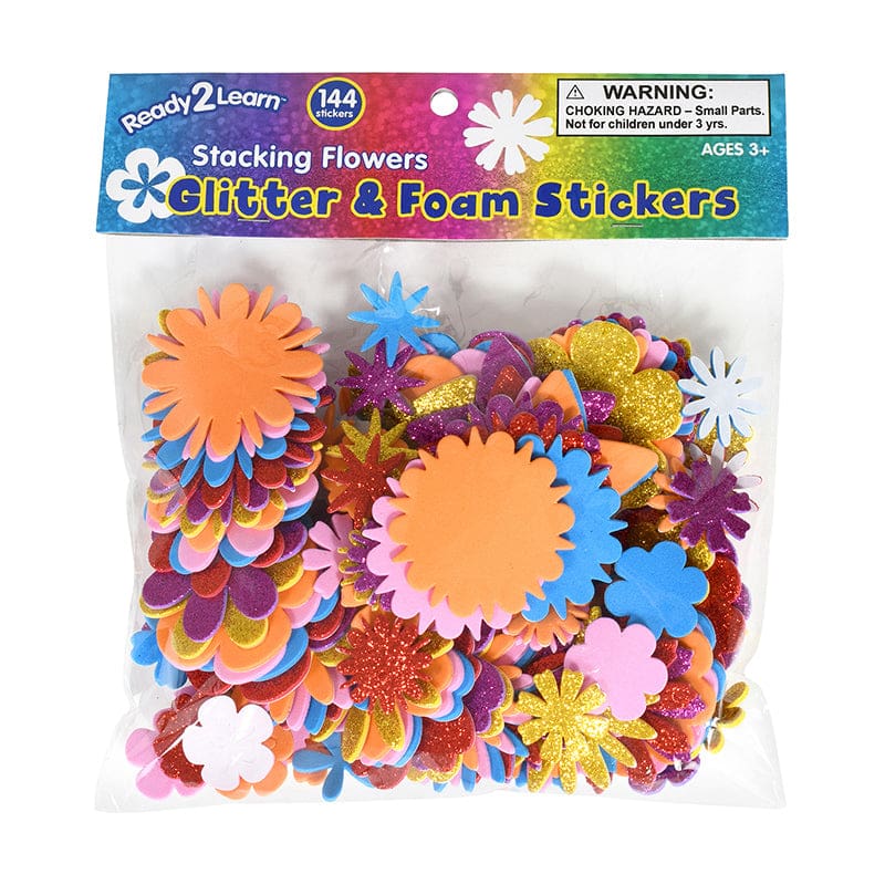 Glitter Foam Stickers Flowers Stacking (Pack of 6) - Stickers - Learning Advantage