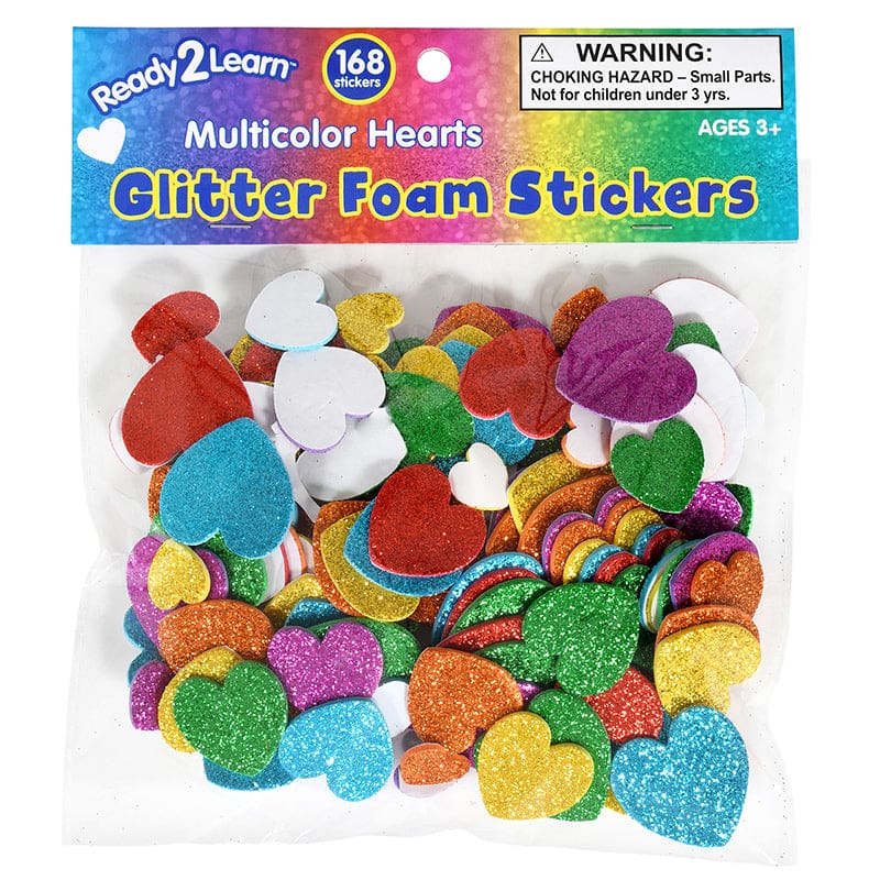 Glitter Foam Stickers Hearts Multi (Pack of 6) - Stickers - Learning Advantage