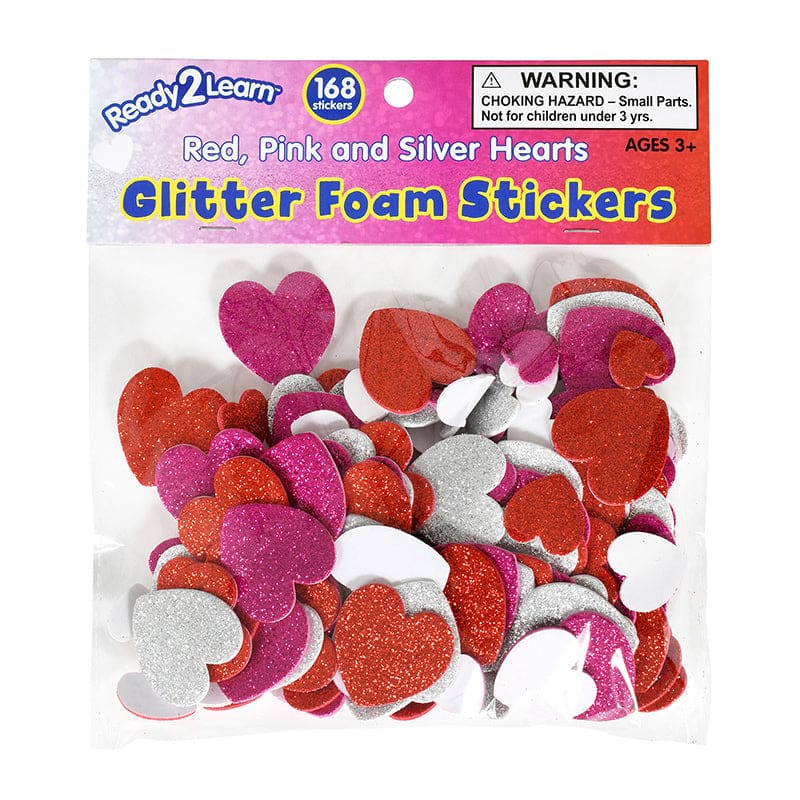 Glitter Foam Stickers Hearts Red Pink And Silver (Pack of 6) - Stickers - Learning Advantage