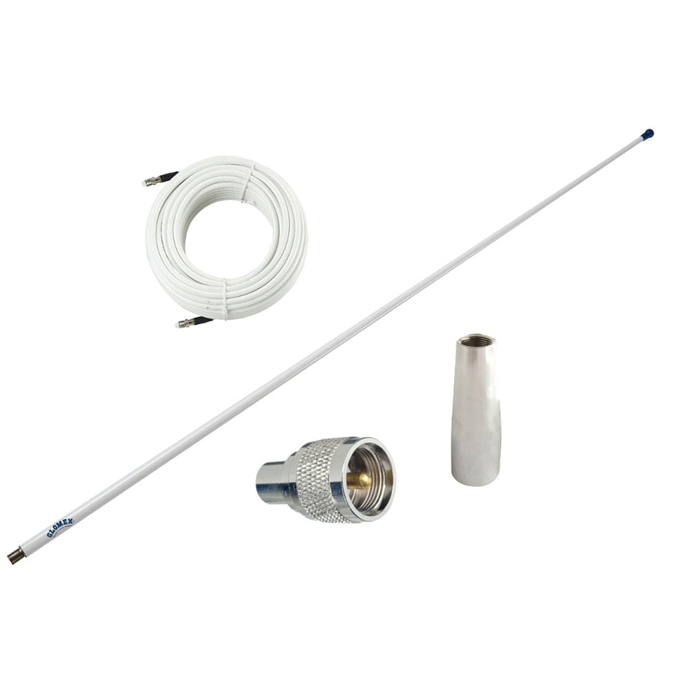 Glomex 4’ Glomeasy VHF Antenna 3dB w/ FME Termination 6M Coaxial Cable RA300 Adapter & PL259 Connector - Communication | Antennas - Glomex