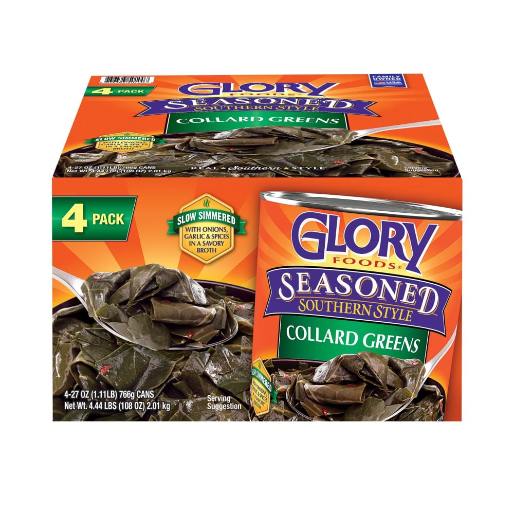 Glory Foods Seasoned Real Southern Style Collard Greens 4 pk./27 oz. - Home/Grocery Household & Pet/Canned & Packaged Food/Canned & Jarred