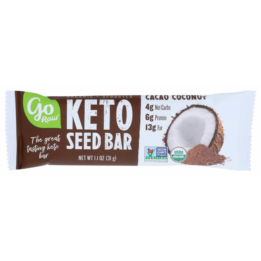 GO RAW GO RAW Cacao Coconut Keto Sprouted Seed Bar, 1.1 oz