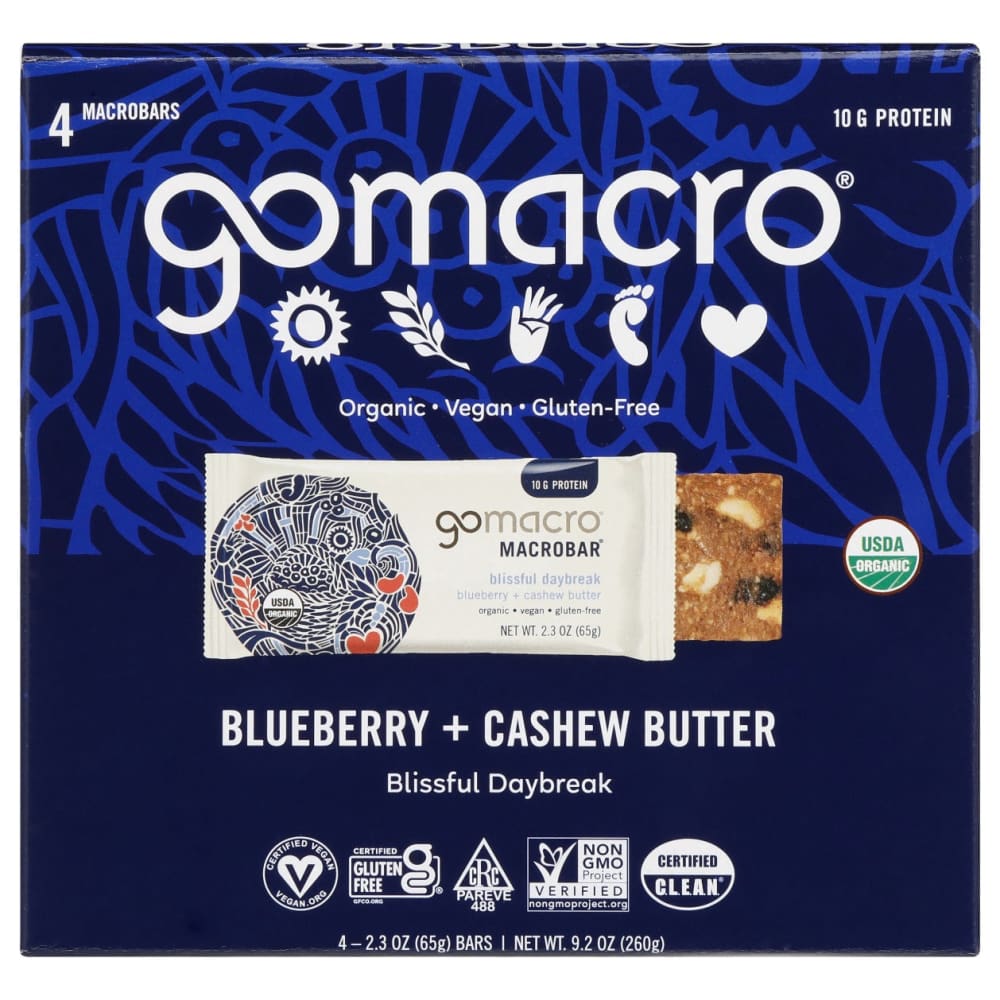 GOMACRO: Bar Blubry Cshw Btr 4Ct 9.2 OZ (Pack of 2) - GOMACRO