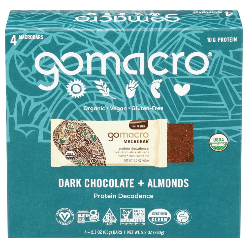 GOMACRO: Bar Drk Chc Almnd 4 Ct 9.2 OZ (Pack of 2) - GOMACRO