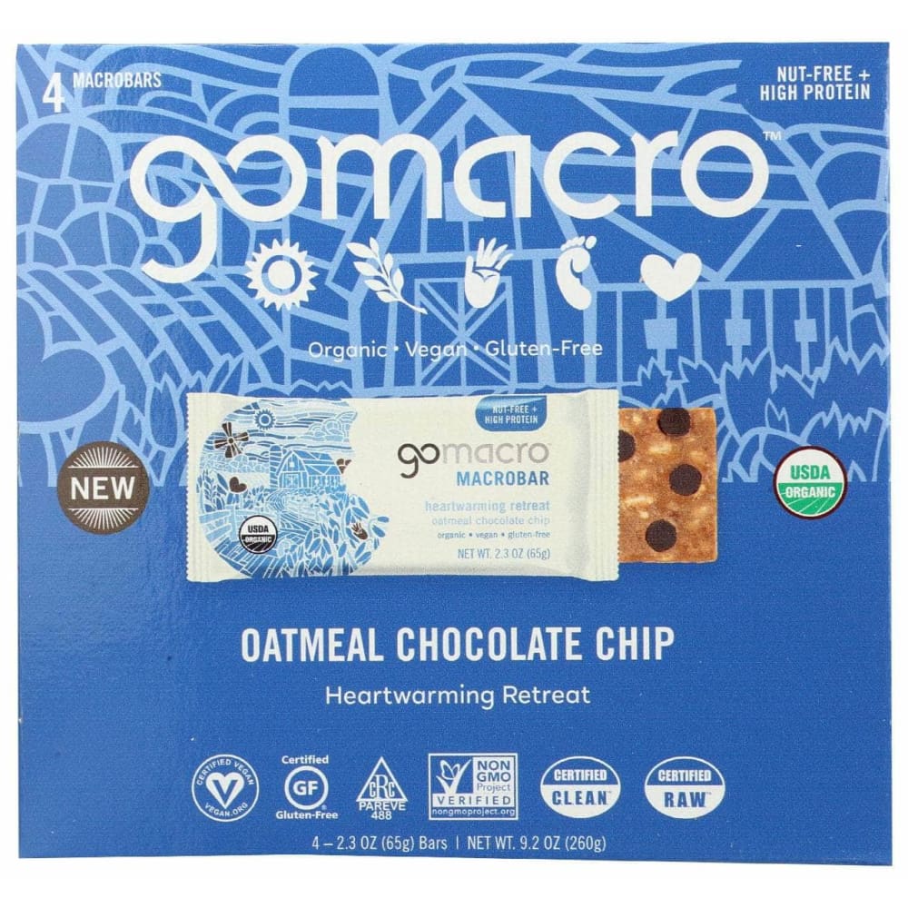 GOMACRO Gomacro Bar Oatmeal Choc Chip 4Ct, 9.2 Oz