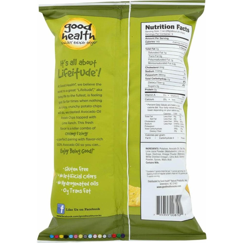 Good Health Good Health Kettle Chips Avocado Oil Lime Ranch, 5 oz