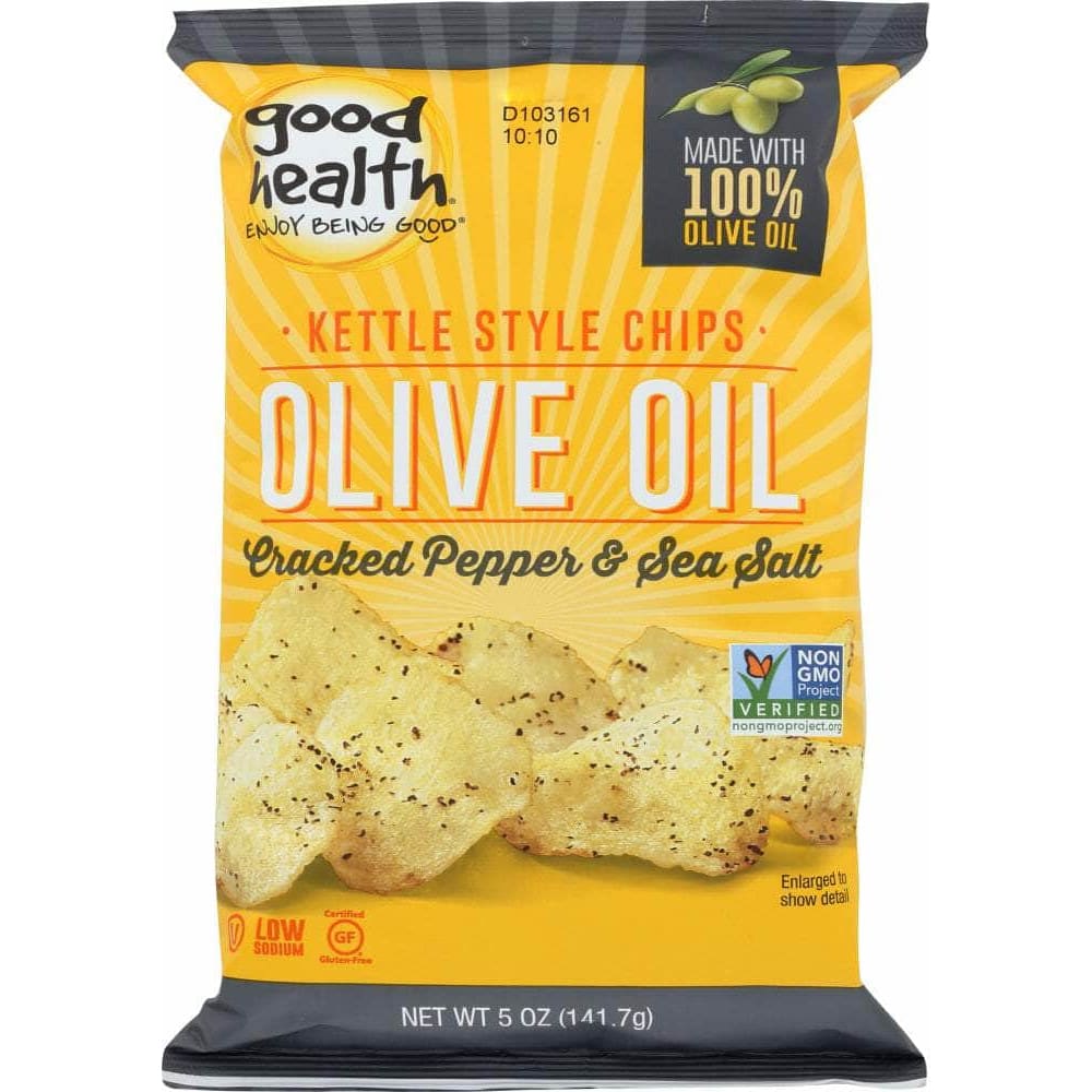 Good Health Good Health Kettle Chips Olive Oil Cracked Pepper and Sea Salt, 5 oz