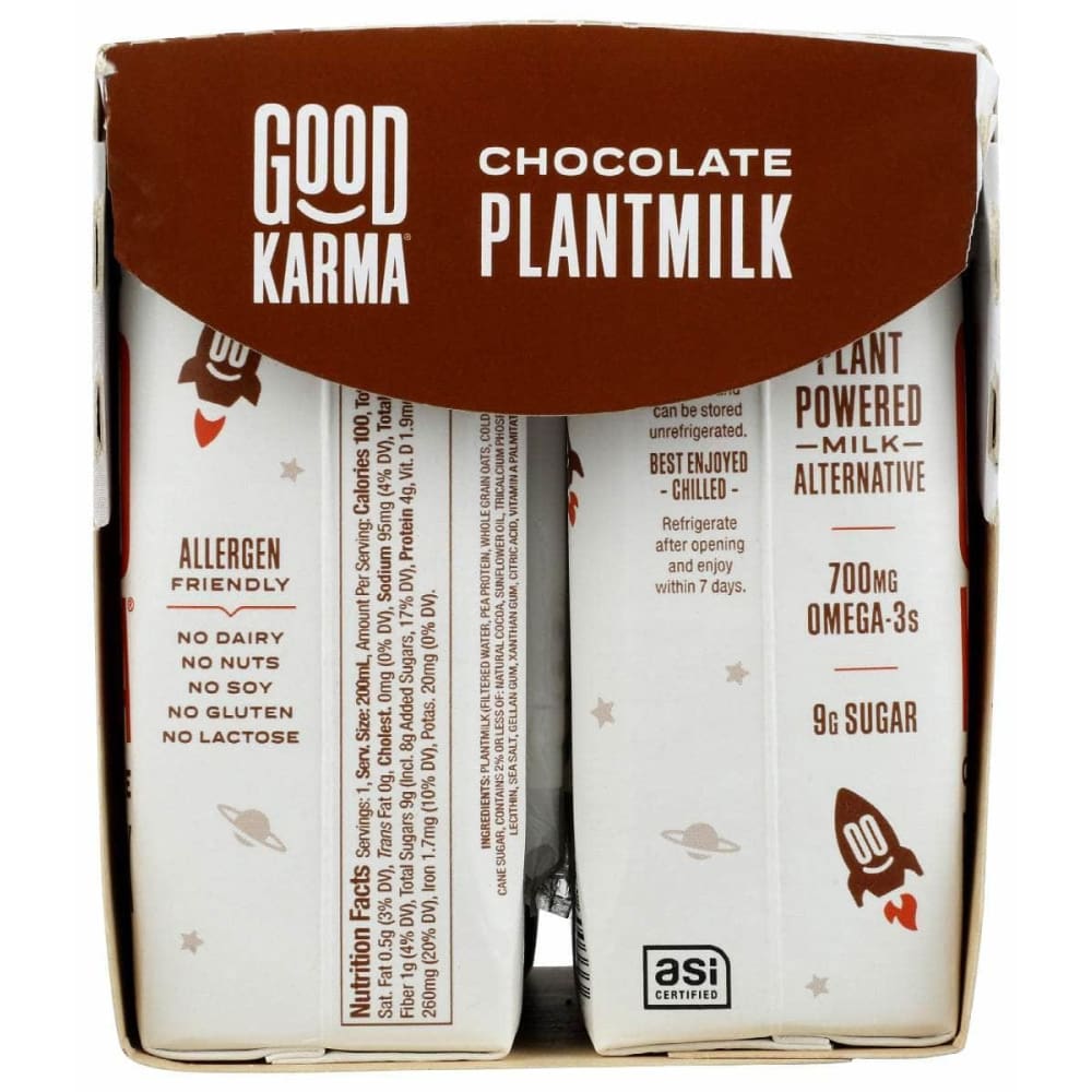 GOOD KARMA Grocery > Dairy, Dairy Substitutes and Eggs > Milk & Milk Substitutes GOOD KARMA Chocolate Plantmilk 6 Pack, 40.5 fo