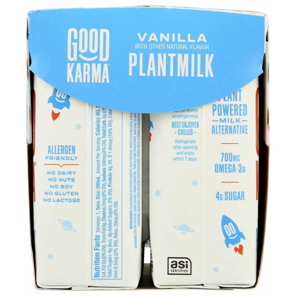 GOOD KARMA Grocery > Dairy, Dairy Substitutes and Eggs > Milk & Milk Substitutes GOOD KARMA Vanilla Plantmilk 6 Pack, 40.5 fo