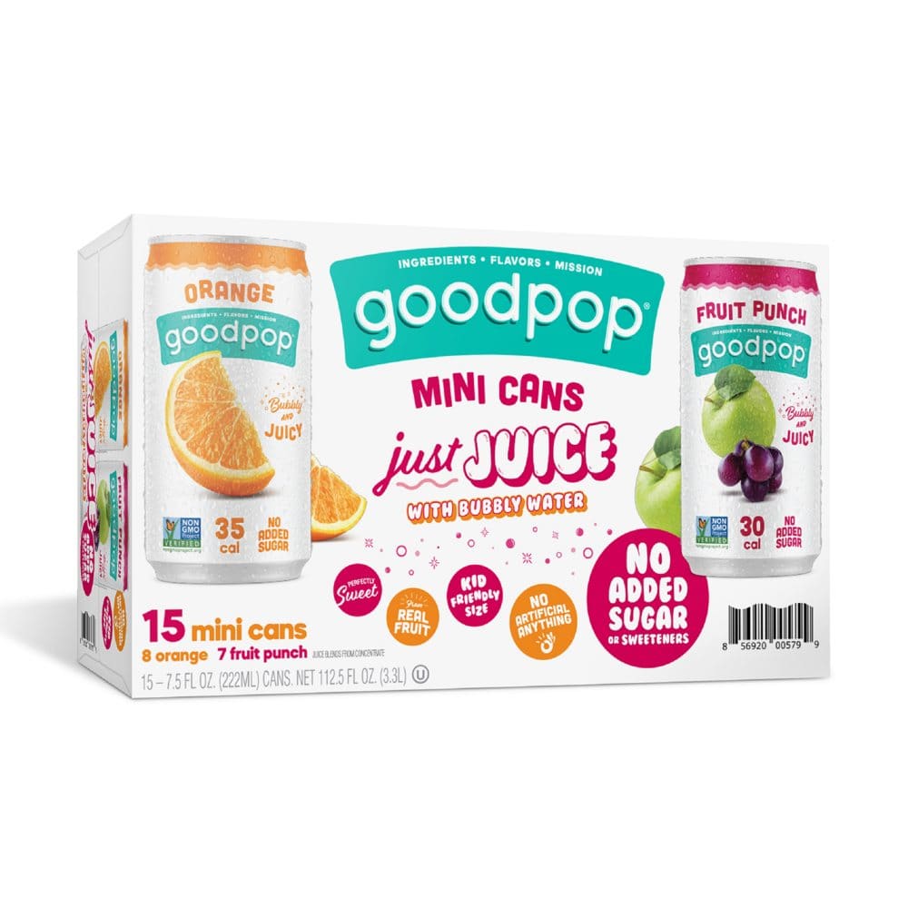 GoodPop Sparkling Juice Mini Cans Variety Pack (7.5 fl. oz. 15 pk.) - New Items - ShelHealth