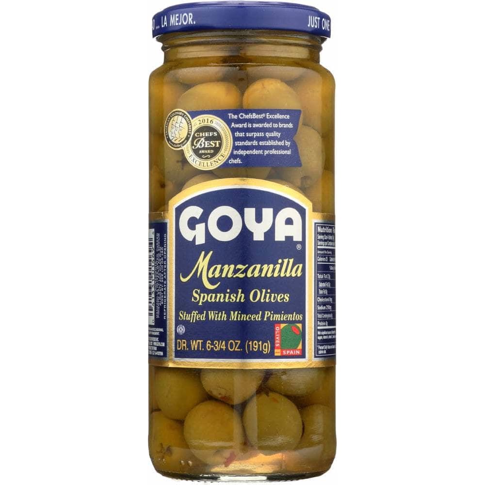 Goya Goya Olives Spanish Manzanilla with Stuffed Minced Pimientos, 6.75 oz