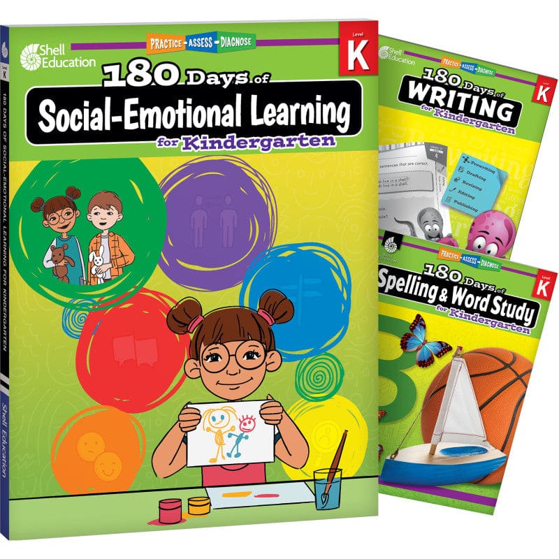 Gr K 180 Days Sel 3 Book Set Writing Spelling - Writing Skills - Shell Education