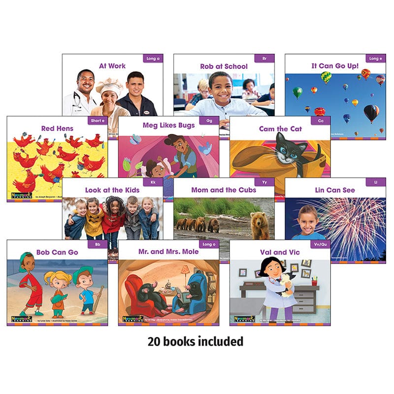 Gr K Consonants & Short Vowels 20 Books - Learn To Read Readers - Newmark Learning