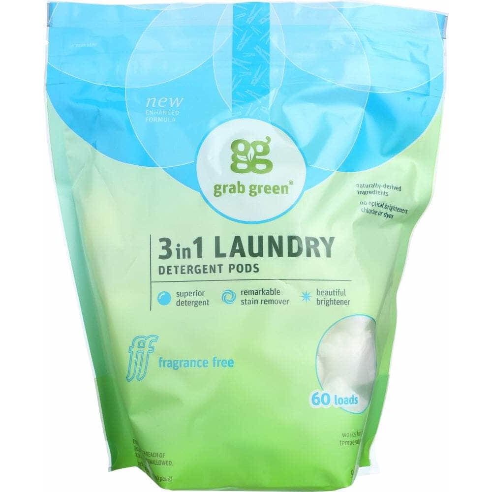 Grab Green Grab Green 3-in-1 Laundry Detergent Pods Fragrance Free 60 Pods, 2.4 Lb