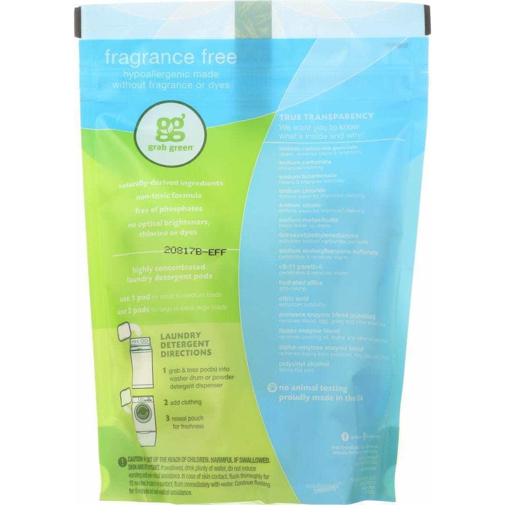 Grab Green Grabgreen 3-in-1 Laundry Detergent 24 Loads Fragrance Free, 15.2 oz