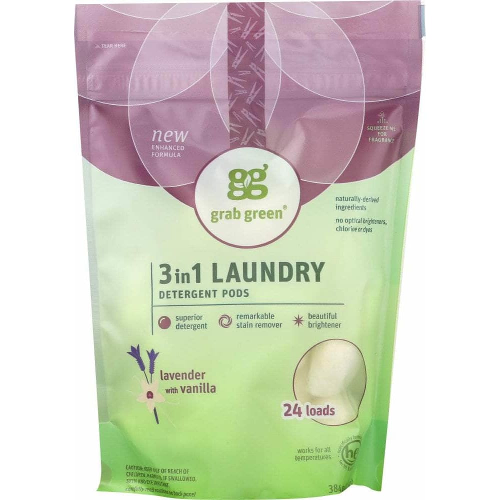 Grab Green Grabgreen 3-in-1 Laundry Detergent Pods Lavender 24 Loads, 15.2 Oz