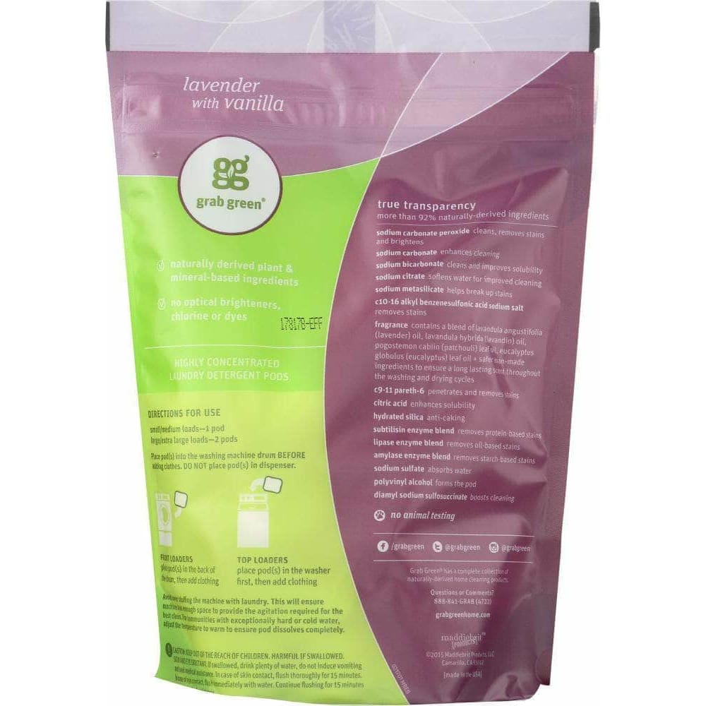 Grab Green Grabgreen 3-in-1 Laundry Detergent Pods Lavender 24 Loads, 15.2 Oz