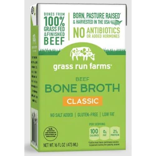 GRASS RUN FARMS: Beef Bone Broth 16 fo (Pack of 4) - Grocery > Soups & Stocks - GRASS RUN FARMS