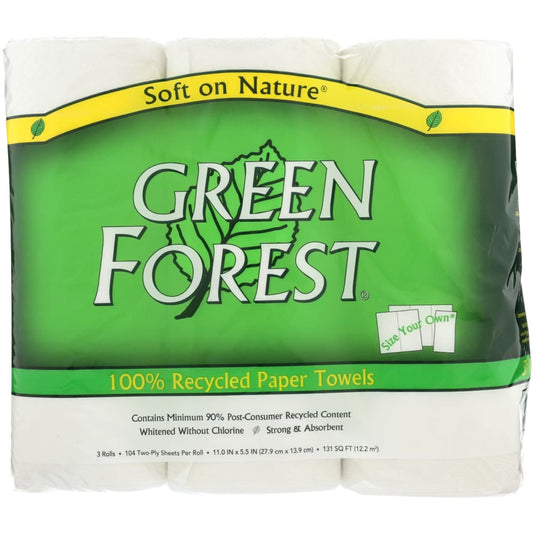GREEN FOREST: Paper Towels Wht 3Rolls 104Ct 1 ea (Pack of 3) - Home Products > Tissues & Paper Towels - GREEN FOREST