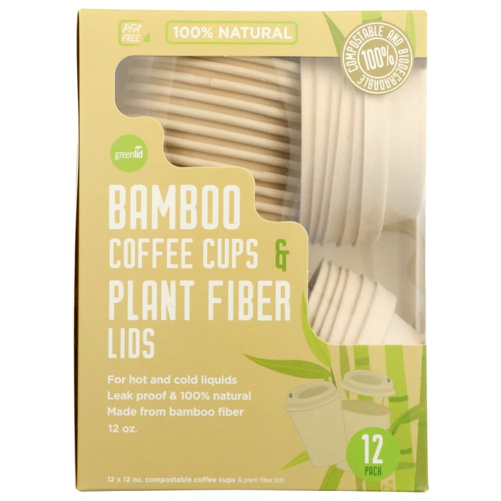GREENLID: Compostable Bamboo Fiber Cups 12 pk (Pack of 3) - Household Products > DISPOSABLE CUPS & DINNERWARE - GREENLID