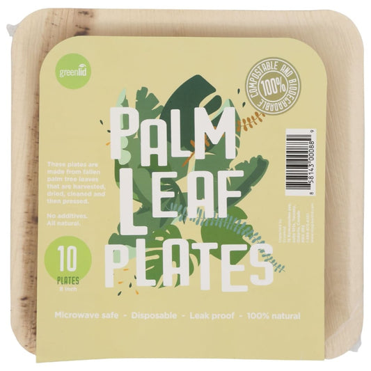 GREENLID: Plates Square Palm Leaf 8in 10 PK (Pack of 3) - Home Products - GREENLID