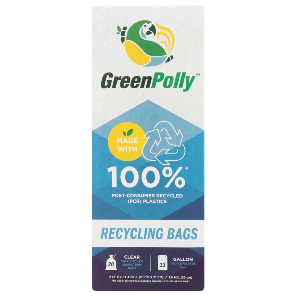 GREENPOLLY: Recycling Bags 13 Gallon 20 bg (Pack of 4) - General Merchandise > HOUSEHOLD PRODUCTS > TRASH BAGS - GREENPOLLY