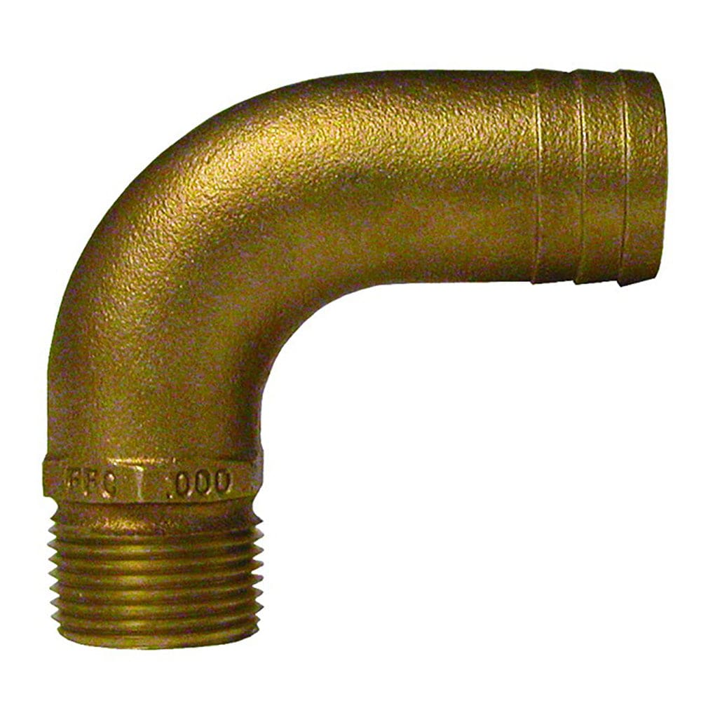 GROCO 1-1/ 2 NPT x 1-3/ 4 ID Bronze Full Flow 90° Elbow Pipe to Hose Fitting - Marine Plumbing & Ventilation | Fittings - GROCO