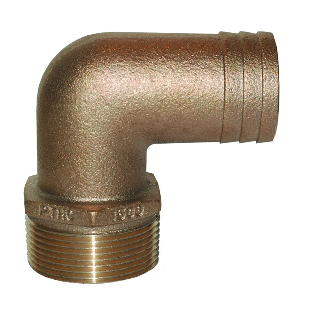 GROCO 1-1/ 2 NPT x 1-1/ 2 ID Bronze 90 Degree Pipe to Hose Fitting Standard Flow Elbow - Marine Plumbing & Ventilation | Fittings - GROCO
