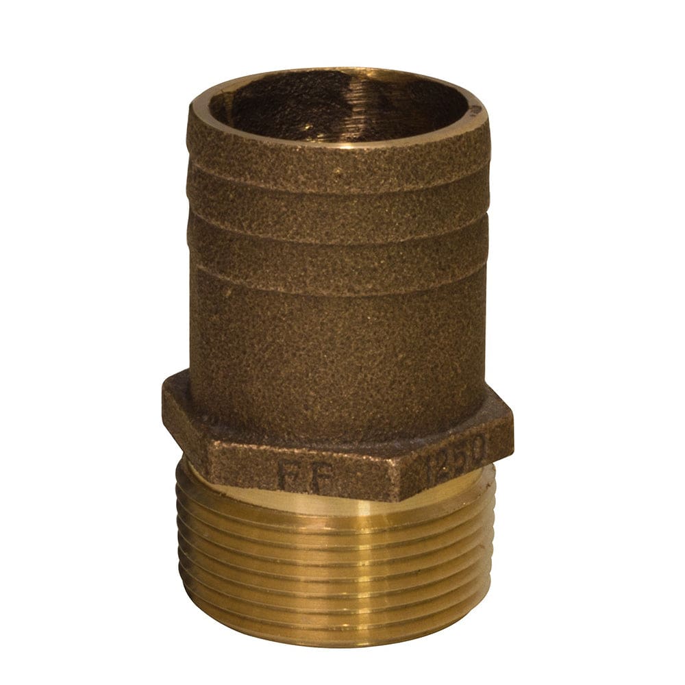GROCO 1 NPT x 1-1/ 4 Bronze Full Flow Pipe to Hose Straight Fitting (Pack of 2) - Marine Plumbing & Ventilation | Fittings - GROCO