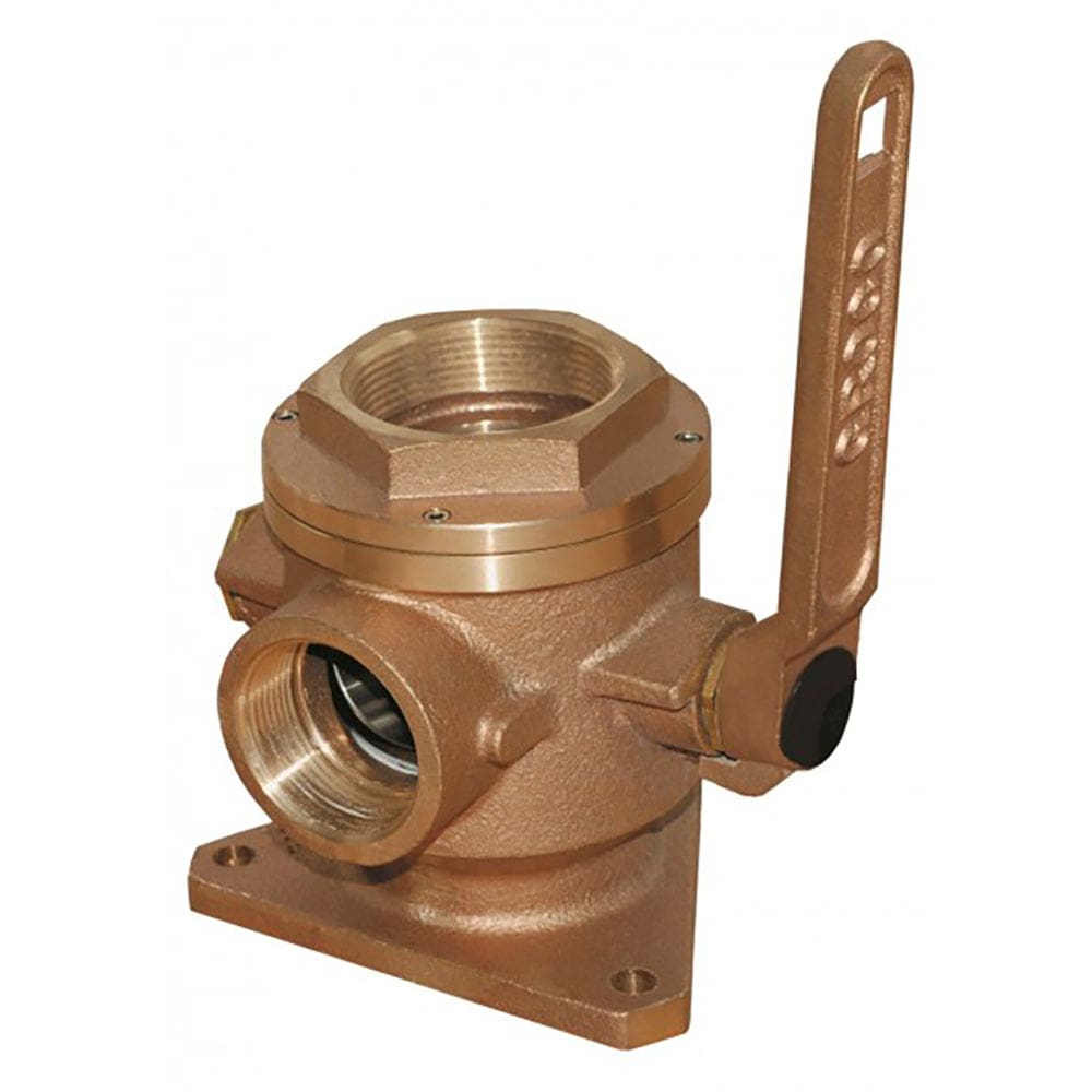 GROCO 4 Bronze Flanged Seacock & Adaptor w/ 3 NPT Side Port - Marine Plumbing & Ventilation | Fittings - GROCO