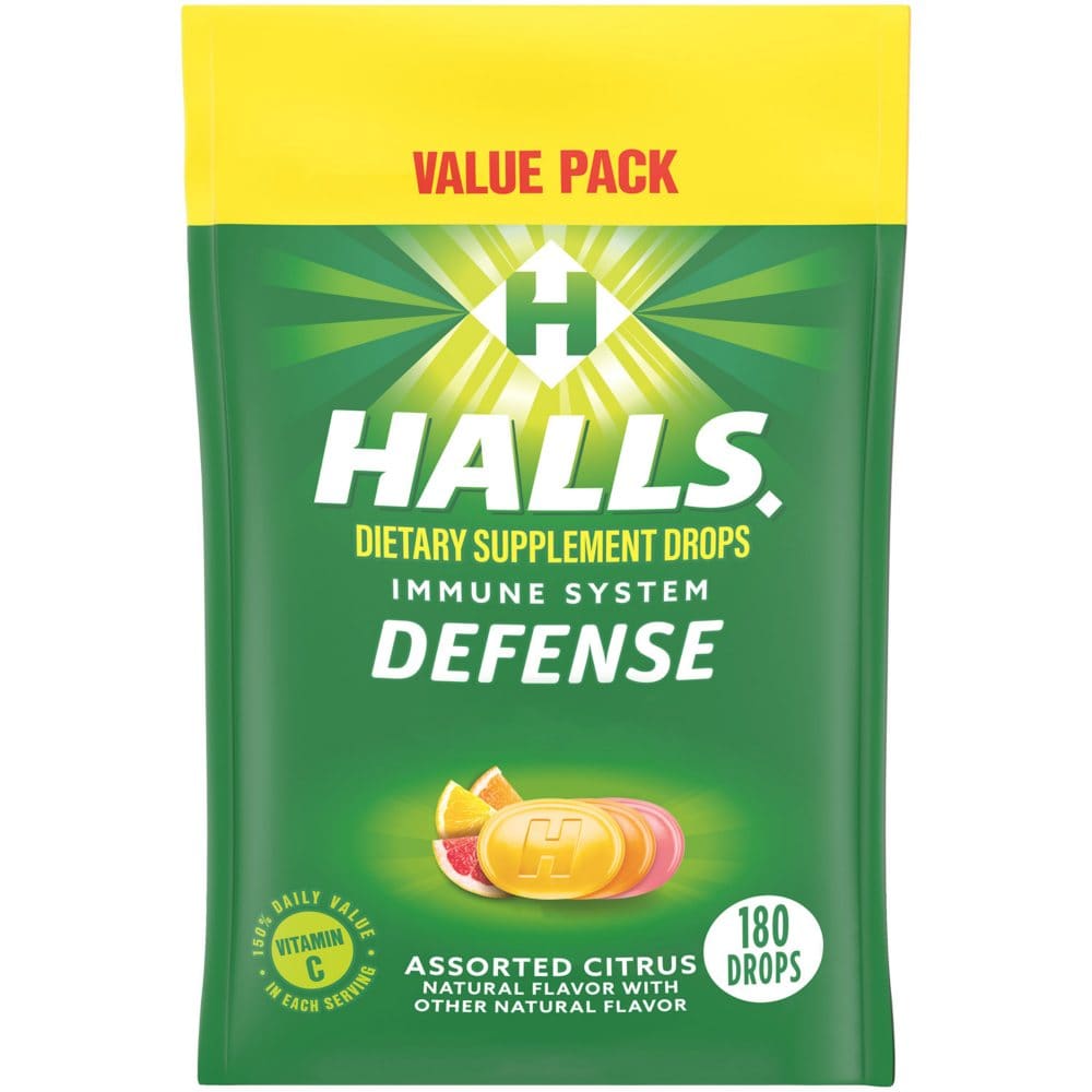 Halls Defense Assorted Citrus Vitamin C Drops Value Pack (180 ct.) - Cough Cold & Flu - Halls