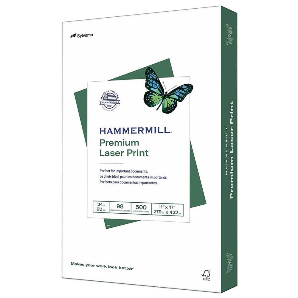 Hammermill - Laser Print Paper 24lb 98 Bright 11 x 17 - Ream - Copy & Multipurpose Paper - Hammermill