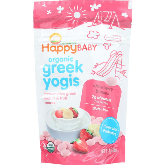 HAPPY BABY: Yogi Greek Yogurt Strawberry Ban Org 1 OZ (Pack of 4) - Baby > Baby Food - HAPPY BABY