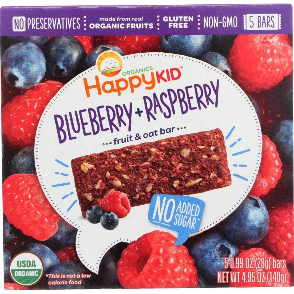Happy Family Brands Happy Kid Bar Oat Blueberry and Raspberry Organic, 4.95 oz